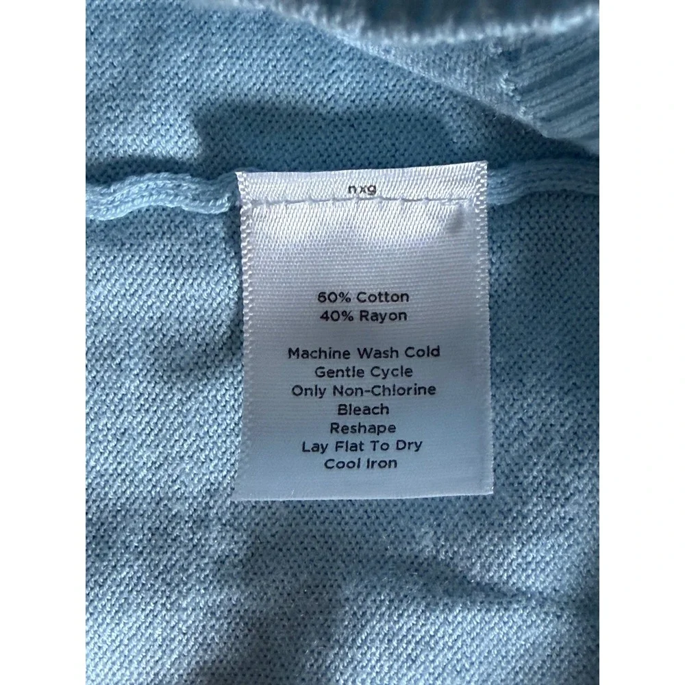 Talbots Light Blue V-Neck Cardigan Sweater Medium Petite Button Front Pockets